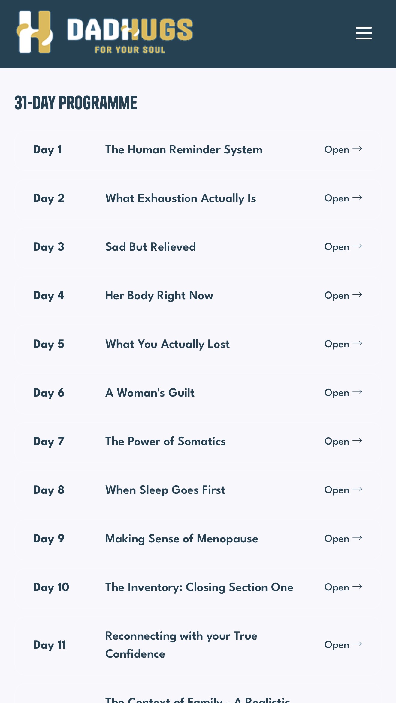 List of Day's Content Inside Reclaim